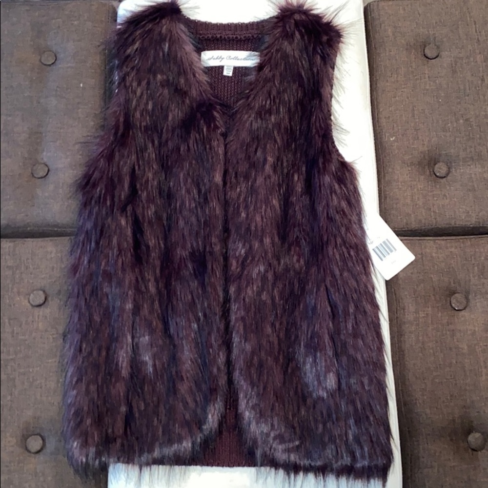 Burgundy Furry Vest